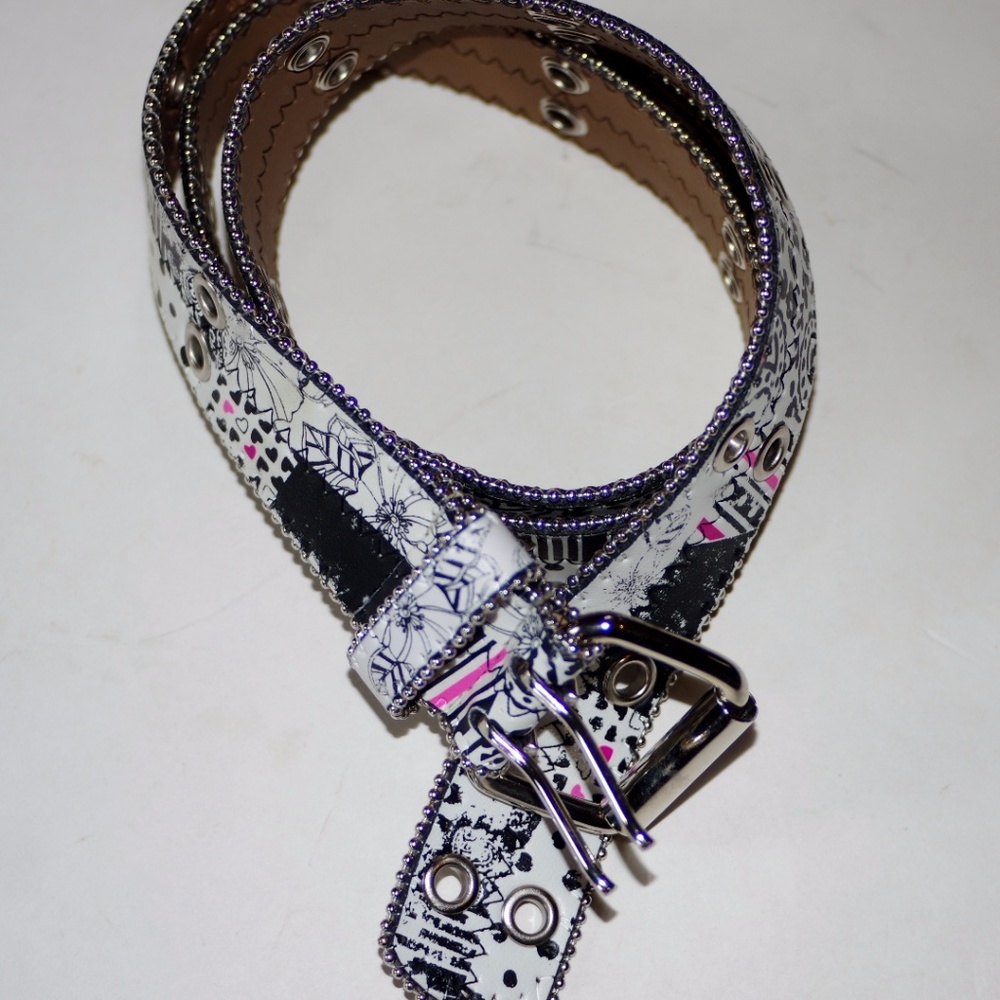 Bling Graphics FX Fun Beaded Edge Belt Black White