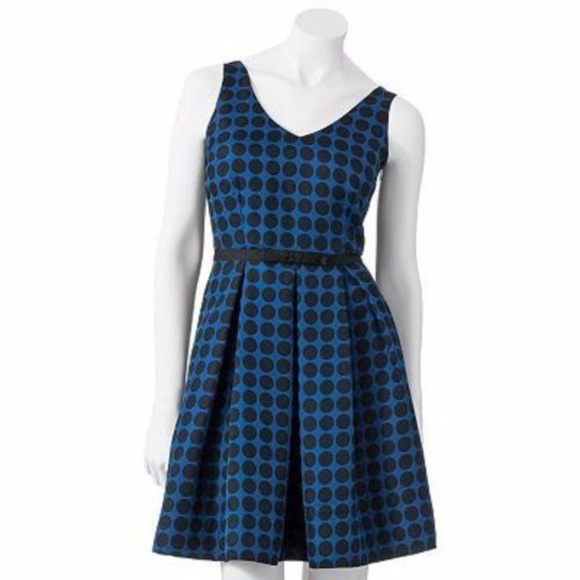 LC Lauren Conrad Dresses & Skirts - LC Wonderland Blue Buzz Polka Dot Fit & Flare 16