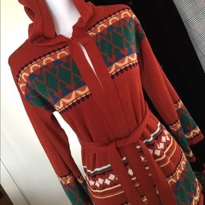 Vintage 70s Aztec boho wrap cardigan sweater