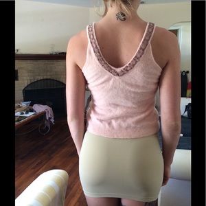 FUZZY EMBELLISHED PINK TANK TOP💗