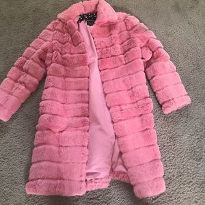 Wilsons leather pink rabbit fur coat