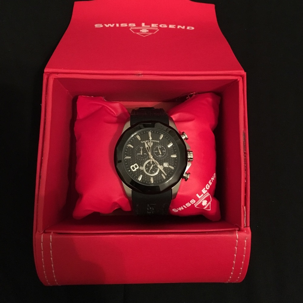 Swiss legend men's Monte Carlo black watch rubber