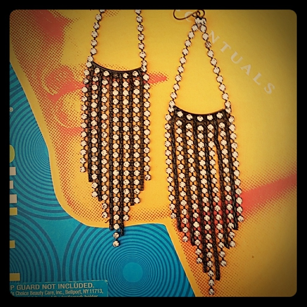 Black and diamond chandelier earrings