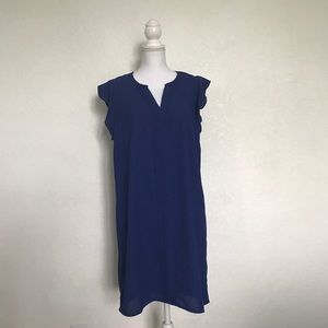 H&M cobalt blue ruffle sleeve shift dress