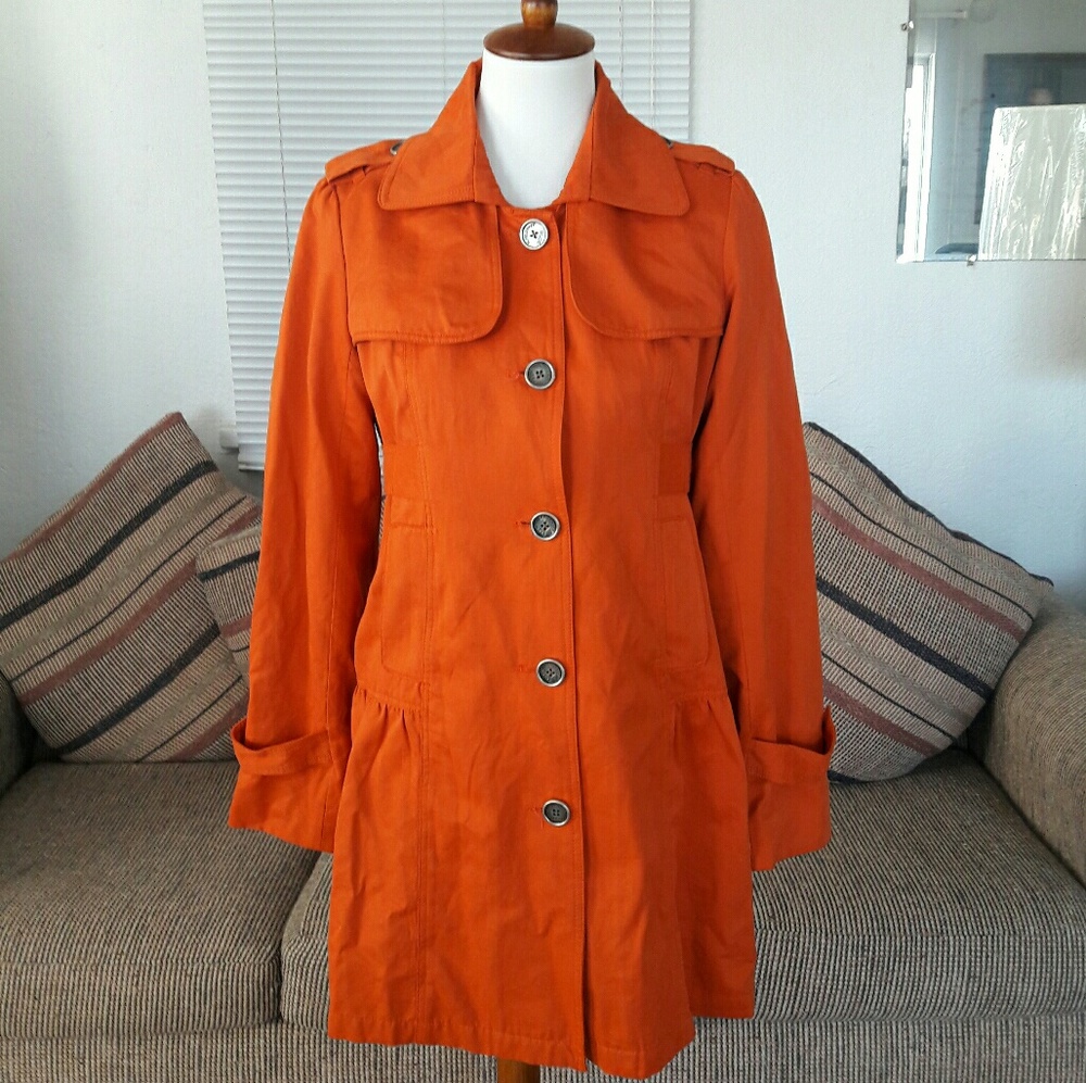 Orange Mid-Length Botton Down Trench