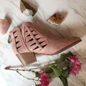 Blush Pink Cut Out Ankle Booties