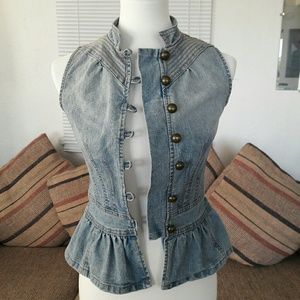 Military Inspired Peplum Jean Vest