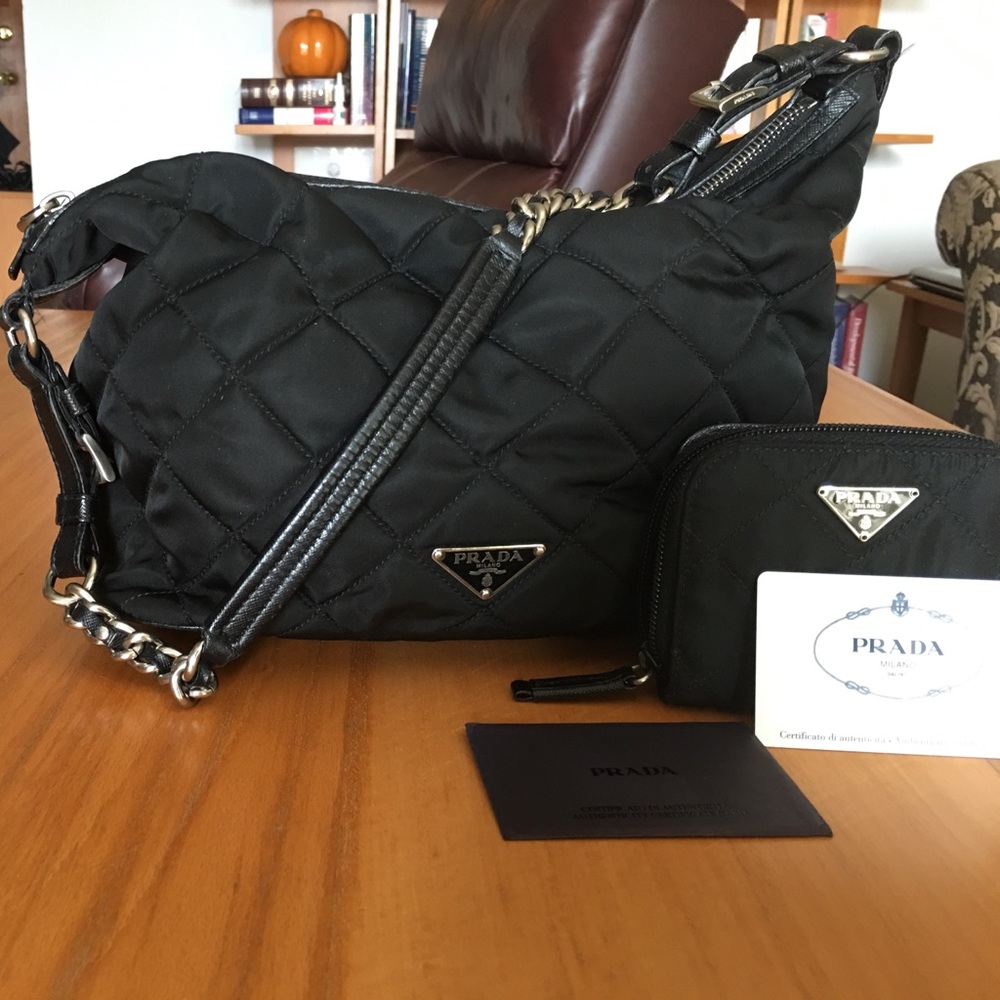 Quilted Prada handbag and matching wallet