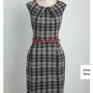ModCloth Teaching Classy Sheath Dress Black Plaid