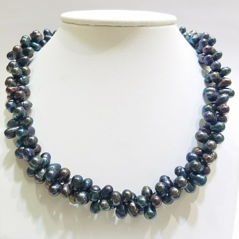 Genuine fresh water double strand pearl necklace