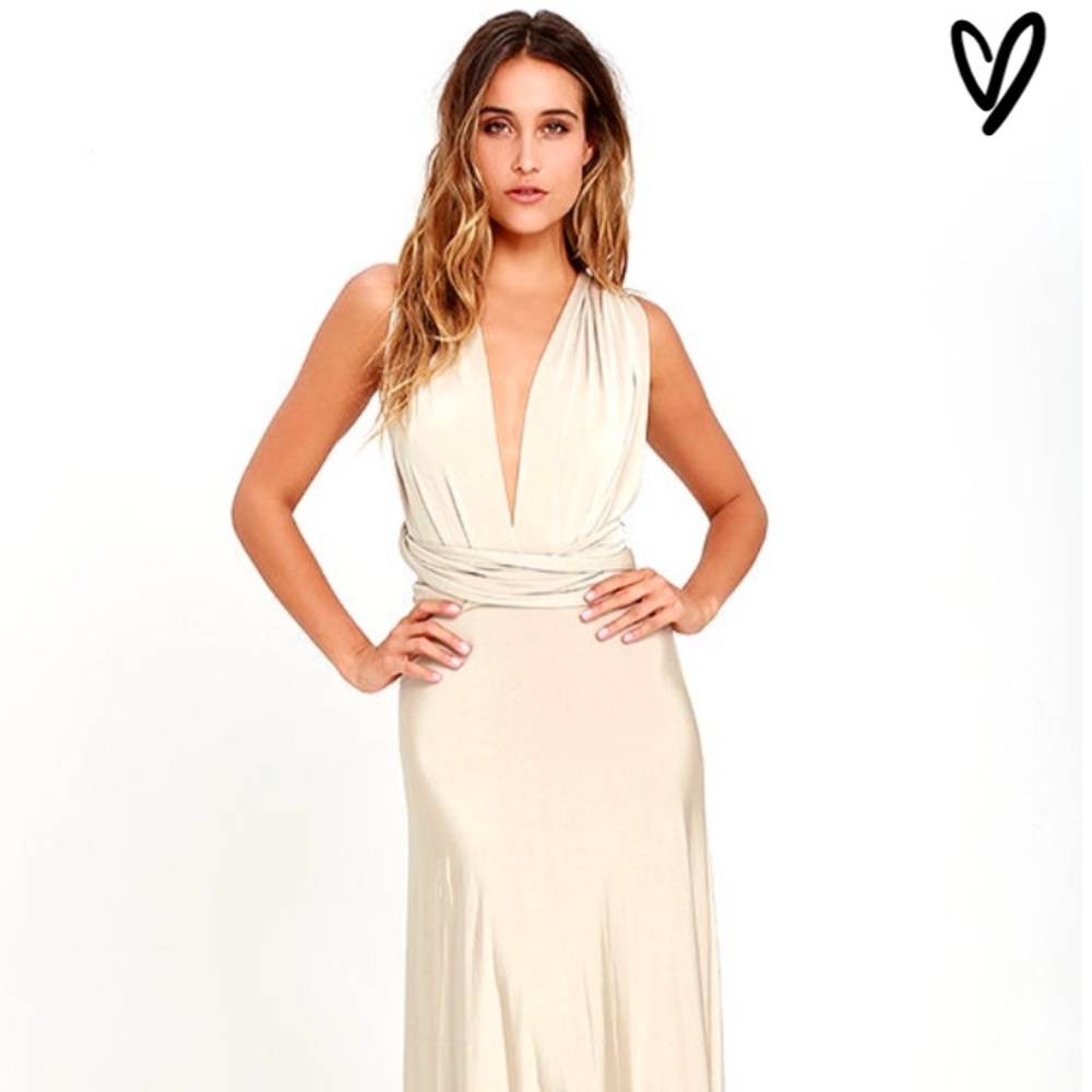 Lulus Convertible Maxi Dress in Champagne