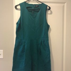 Madewell fit and flare A-line teal ponte dress