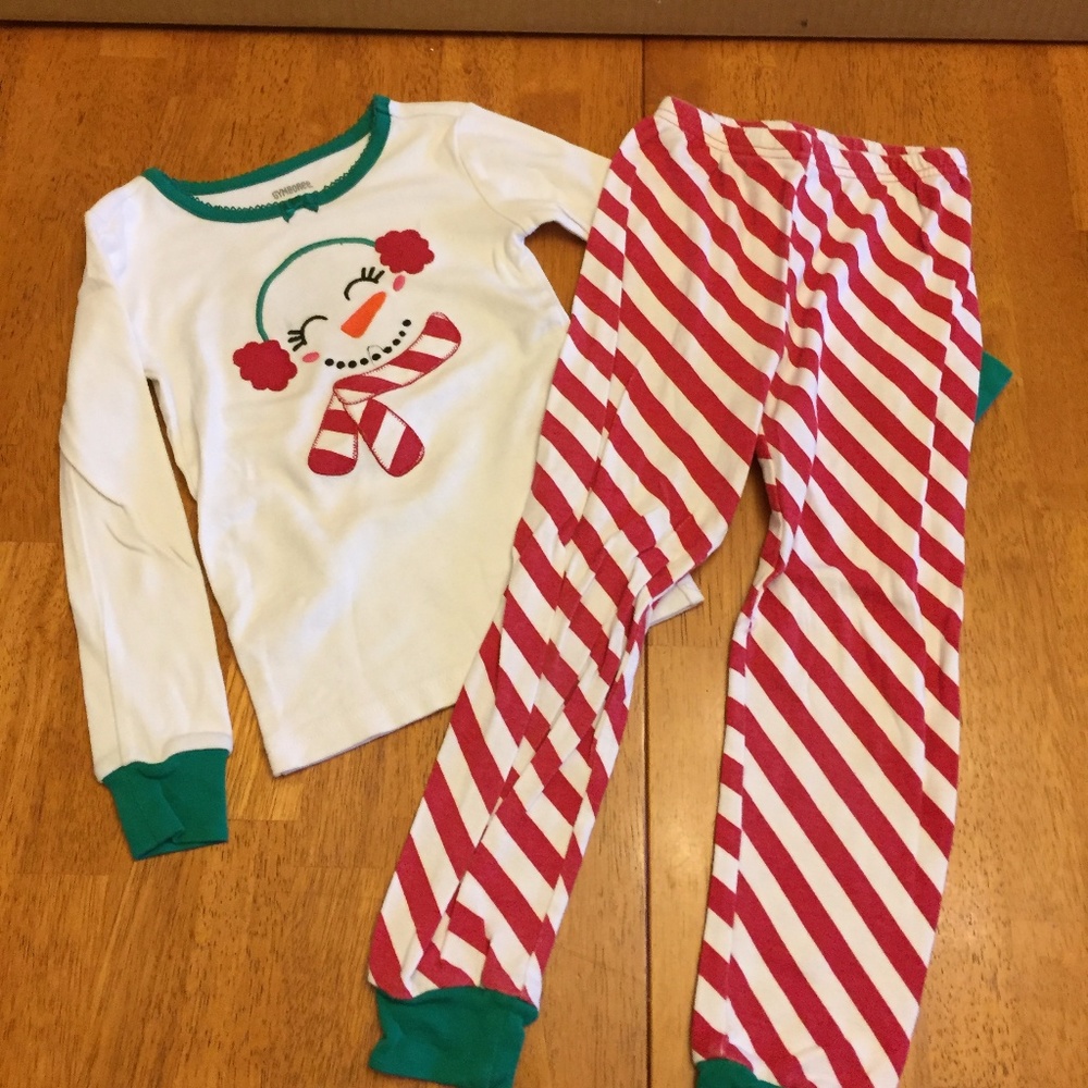Girls Gymboree Snowman Christmas Pajama Set Size 5