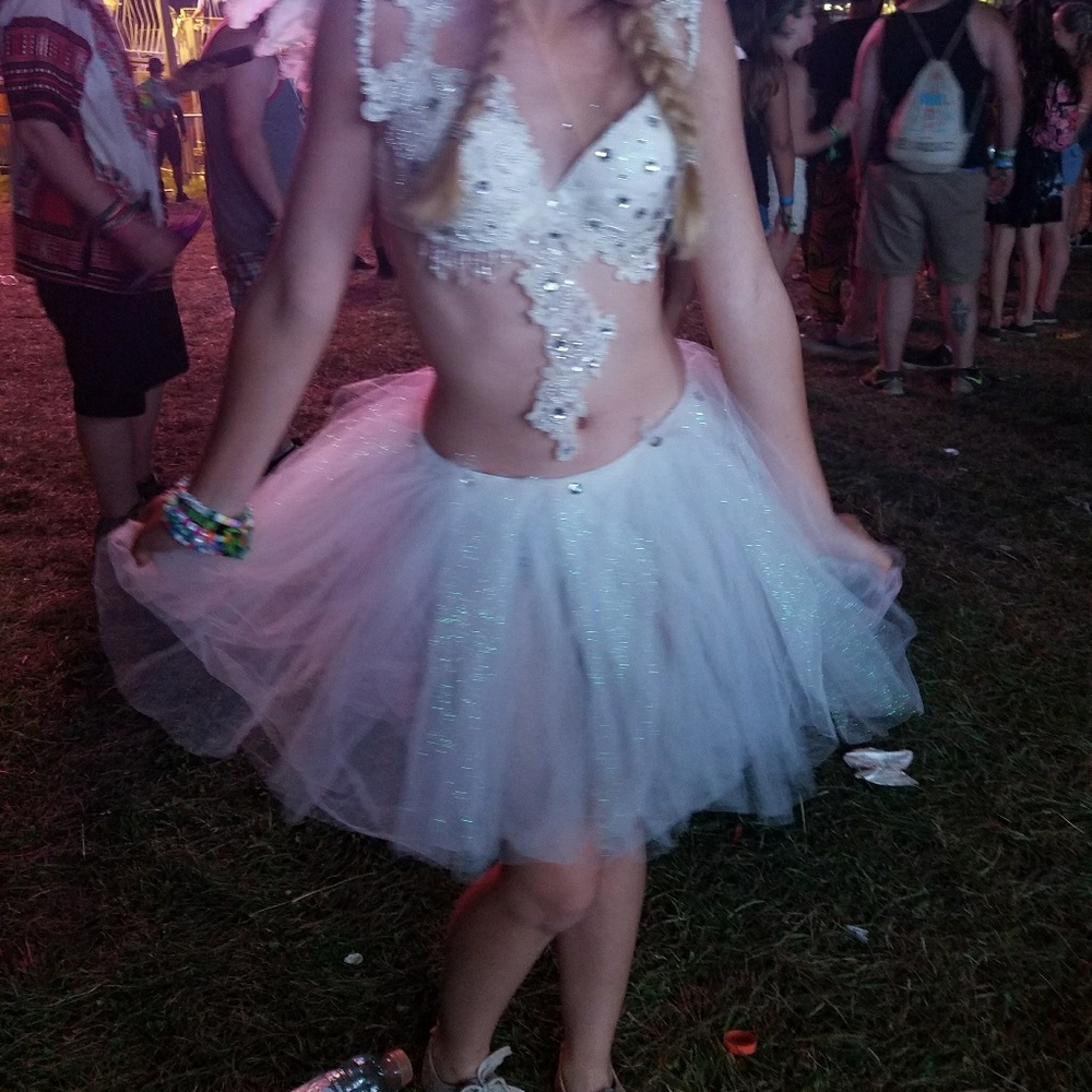 White glitter tulle tutu