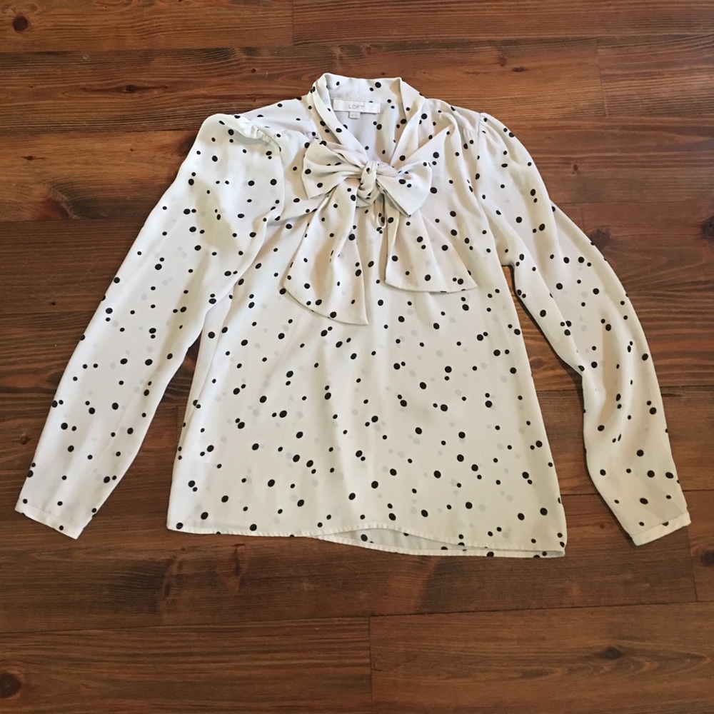 Loft polka dot blouse with bow detail size XS