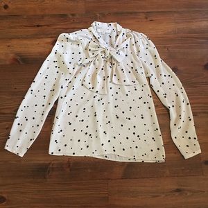 Loft polka dot blouse with bow detail size XS
