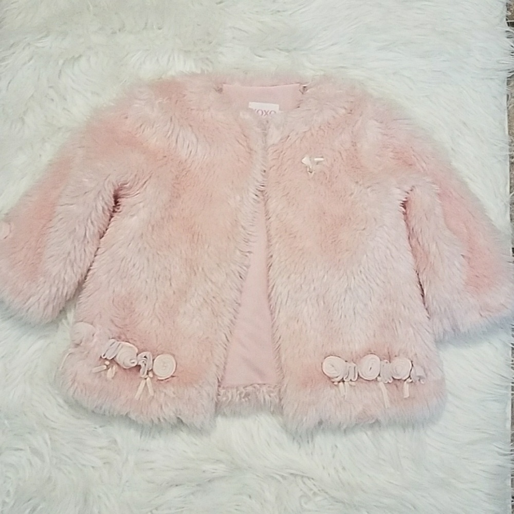 beautiful pink xoxo fur coat