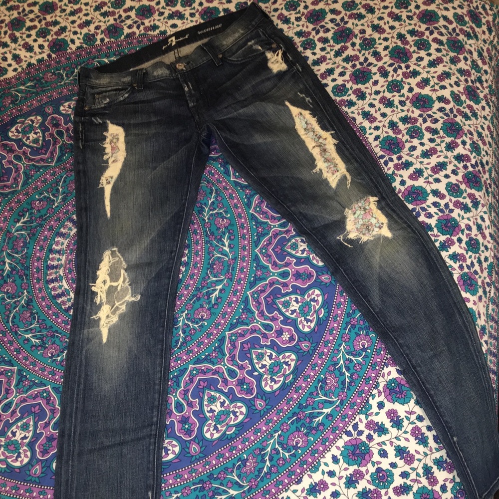 7 for all mankind Roxanne Distressed peekaboo jean