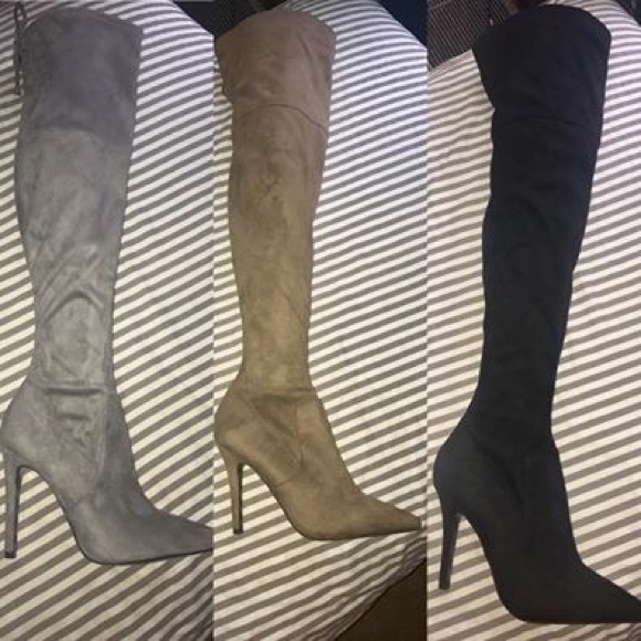 guess black thigh high boots