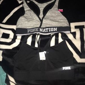 2 nwt pink sports bras small