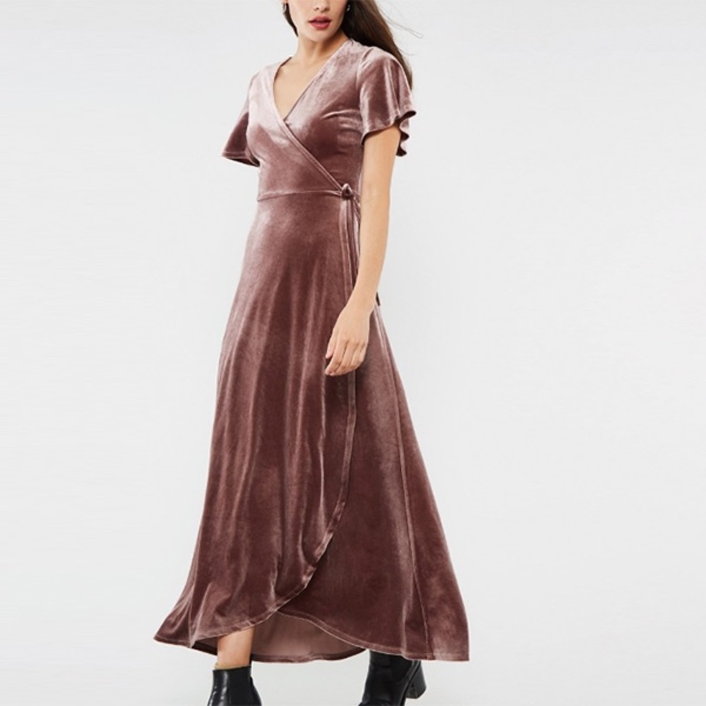 ✨JUST IN✨ Velvet maxi real wrap dress - Mauve
