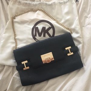 Michael Kors black leather envelope bag!