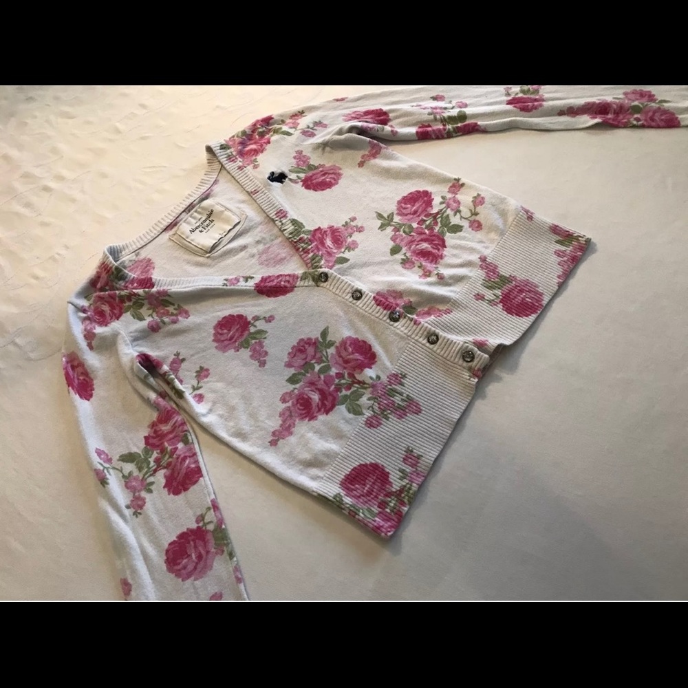 Abercrombie Fitch Floral Cardigan Large Sweater