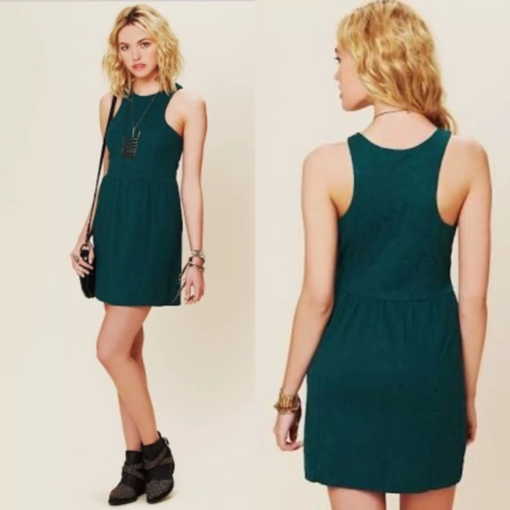 Free People Green Paisley Fit n Flare Skater Dress