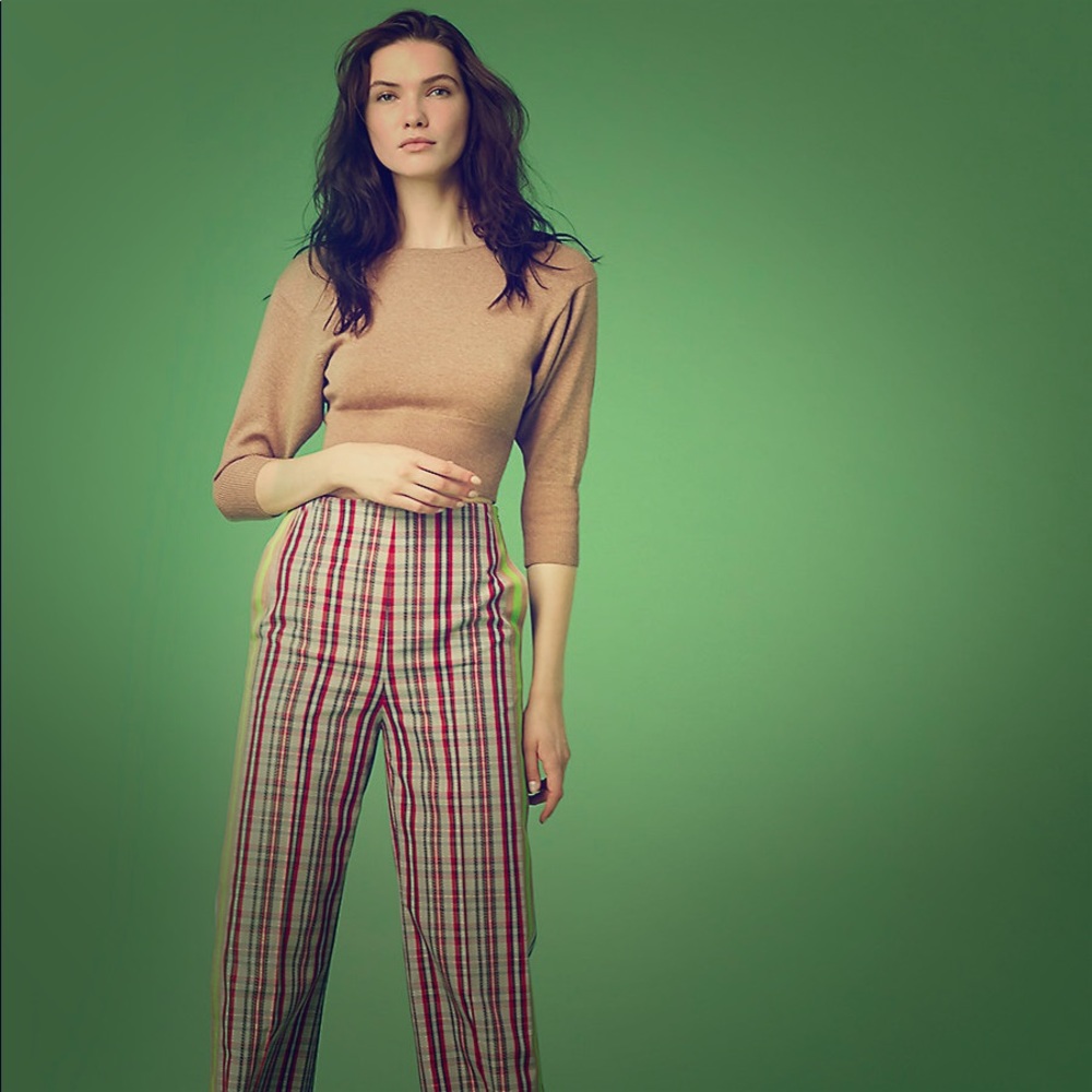 Crawneck Cropped Top CAMME Camel Malange by DVF