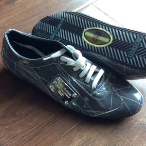 Dolce and Gabbana grey patent sneakers