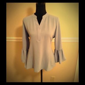 Gorgeous Alfani Blue blouse. Trendy bell sleeves.