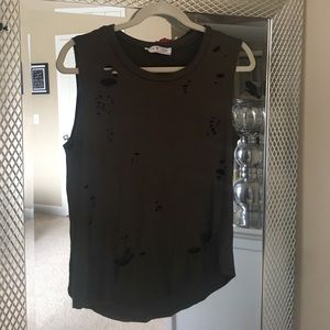 Torn up Tee, Sleeveless, Army Green