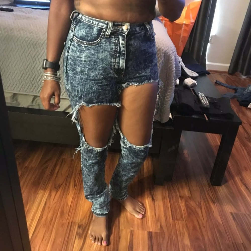 Vibrant ripped jeans