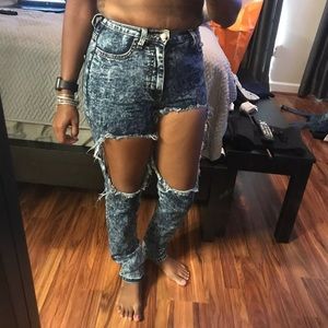 Vibrant ripped jeans