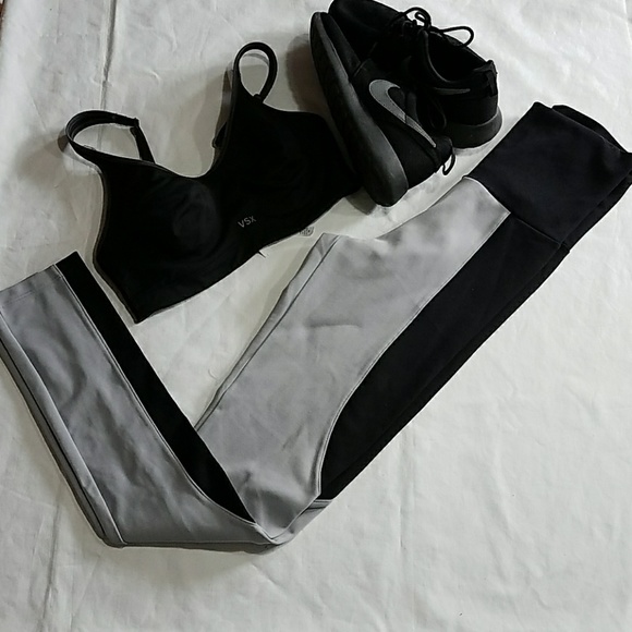 bebe Pants - Bebe BLACK/GRAY colorblock leggings