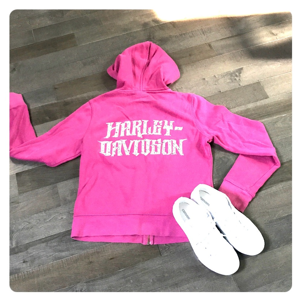 Pink Harley Davidson Hooded Zip Up Sweatshirt