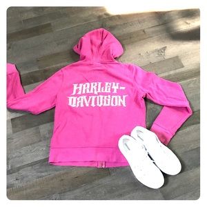 Pink Harley Davidson Hooded Zip Up Sweatshirt