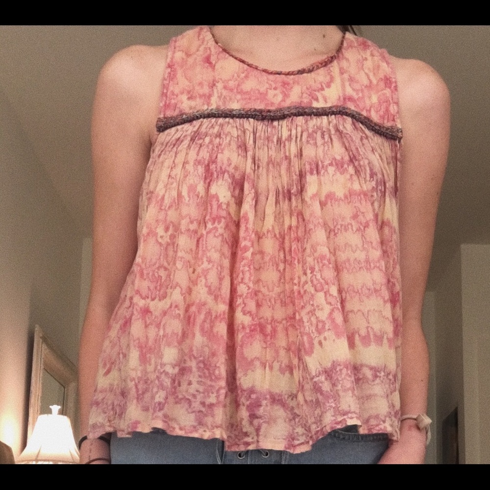 Tie dye waste length shirt, with braided details