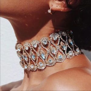 Rhinestone choker crystal statement necklace
