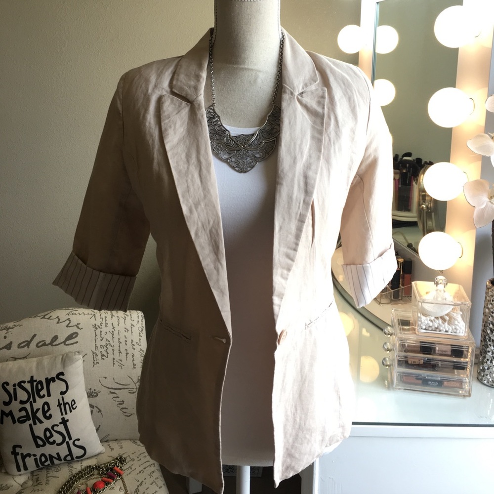 Love Tree linen fully lined cream Blazer