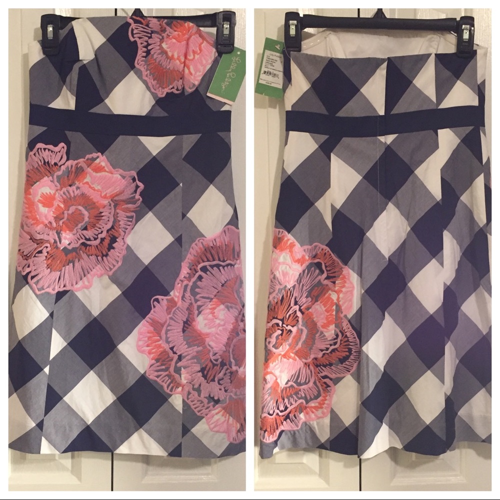 Lilly Pulitzer Plaid Dress with Floral Embroidery