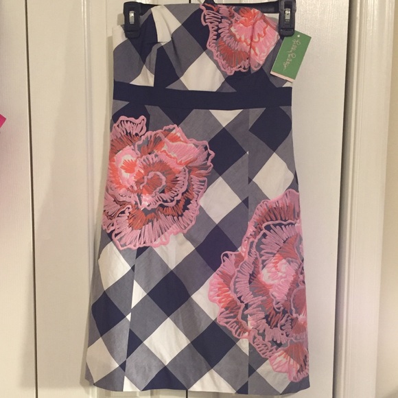Lilly Pulitzer Plaid Dress with Floral Embroidery - Picture 2 of 7