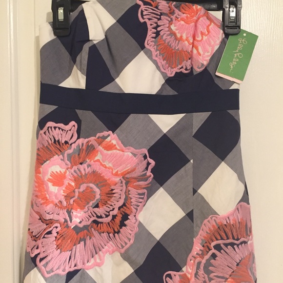 Lilly Pulitzer Plaid Dress with Floral Embroidery - Picture 4 of 7