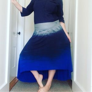 High-low, Blue Ombré stretchy skirt