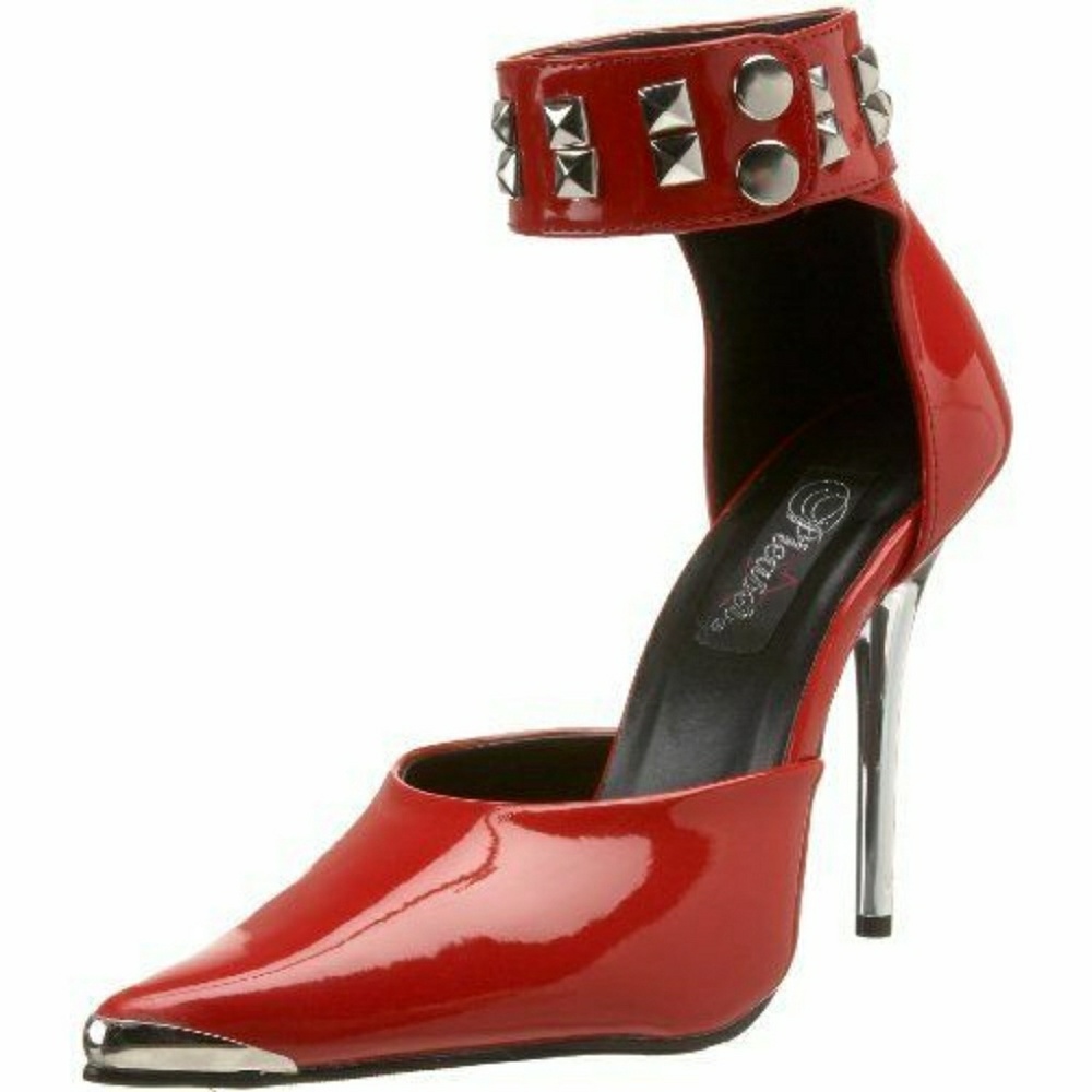 Red studded cuffed heels