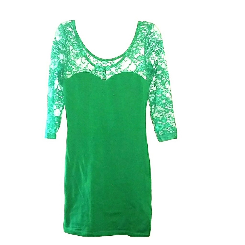 Green form fit dress