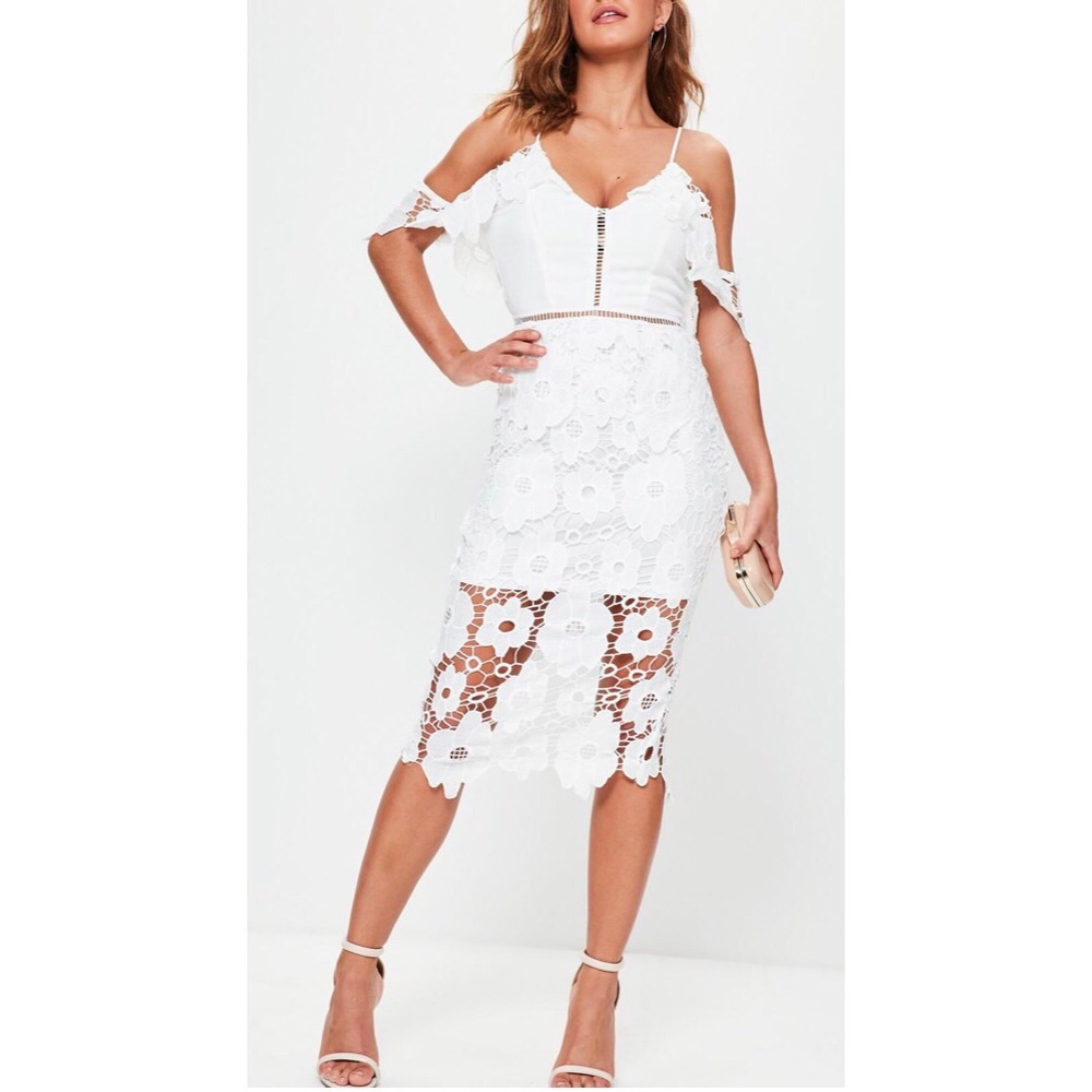 Lace Off the Shoulder Midi Dress