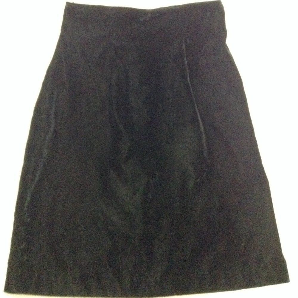 Vtg La Belle Fashions Black Velvet Straight Skirt