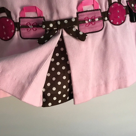 RARE EDITIONS Pink/Brown Corduroy Jumper Dress - Picture 5 of 5