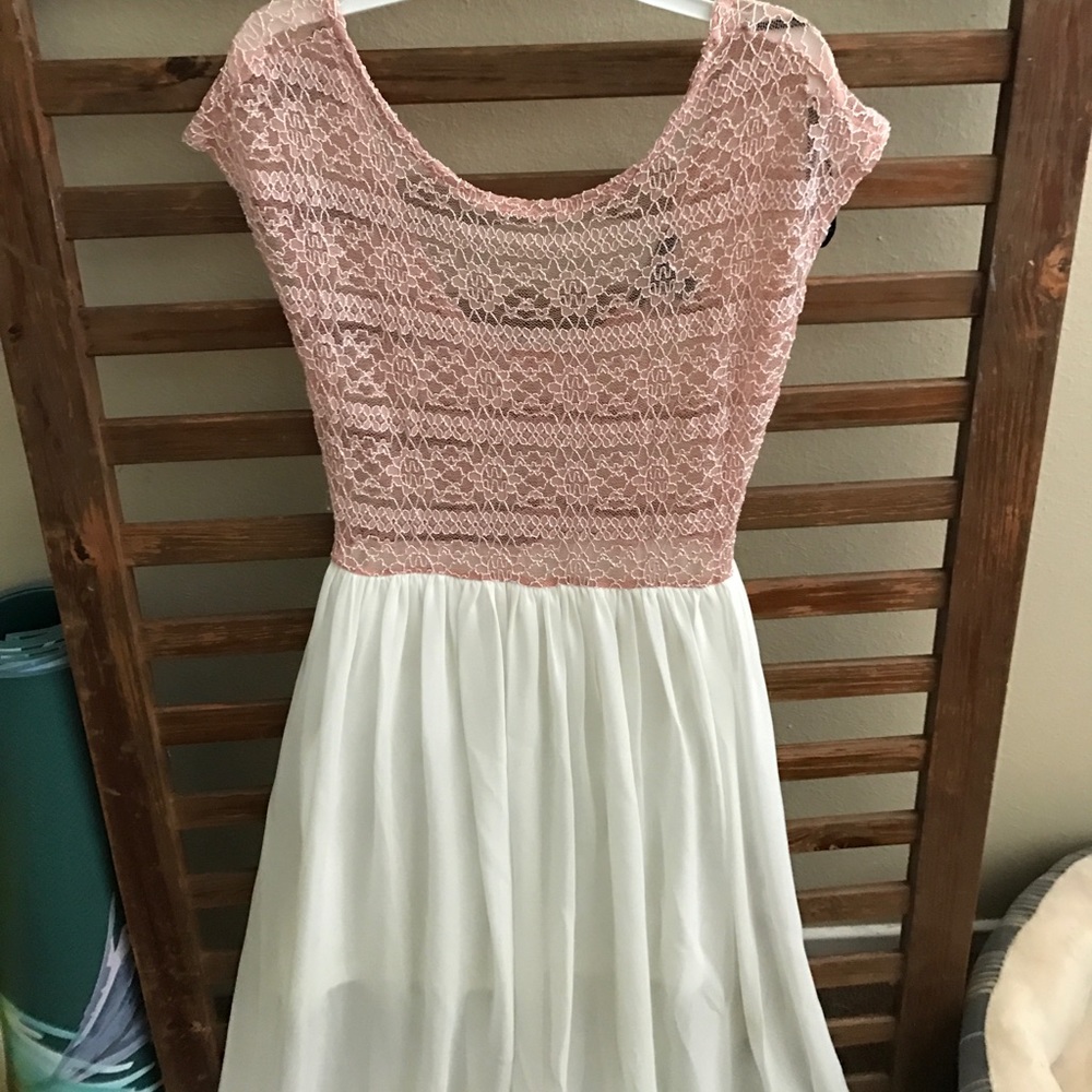 Pink and white lace dress